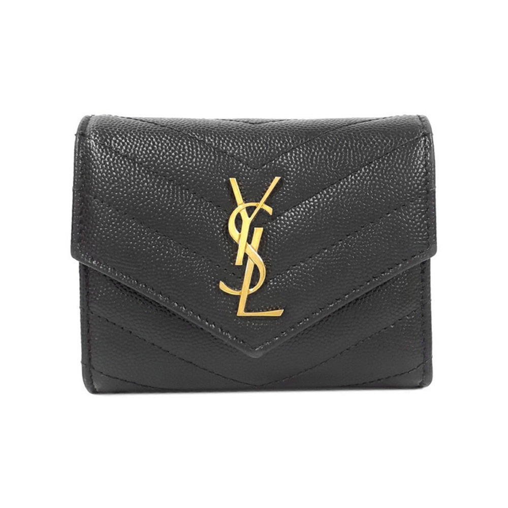 SAINT LAURENT Paris Monogram Multifold Wallet Tri fold Short